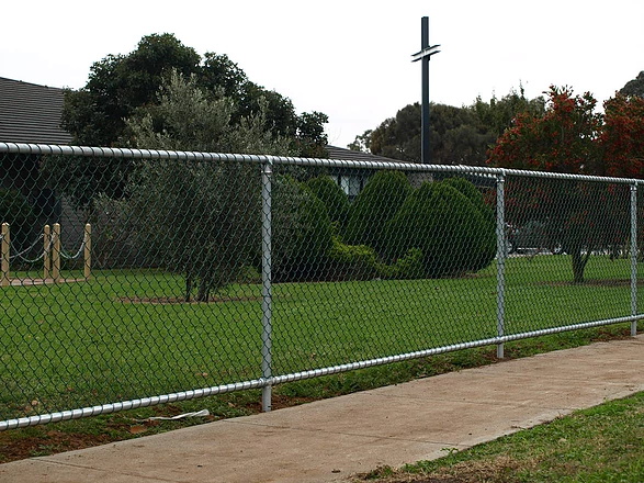 The post of chain link fence is made of concrete